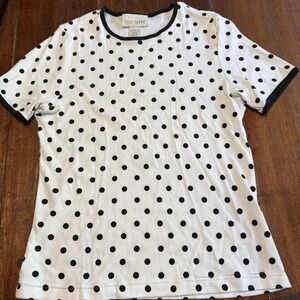 Sports Savy 100% Cotton Shirt Black Dots Short Sleeve Size Small